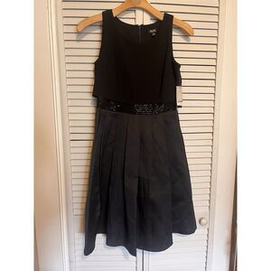 SLNY Women's Size 6 Dress NEW Fit & Flare Sleeveless Overlay Pleated Pockets